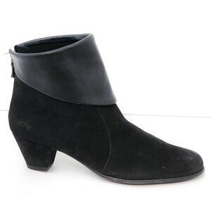 ARCHE Bootie In Black Nubuck Leather Cuffed Zip